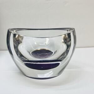 royal limited purple and clear lead crystal votive candle holder or trinket bowl